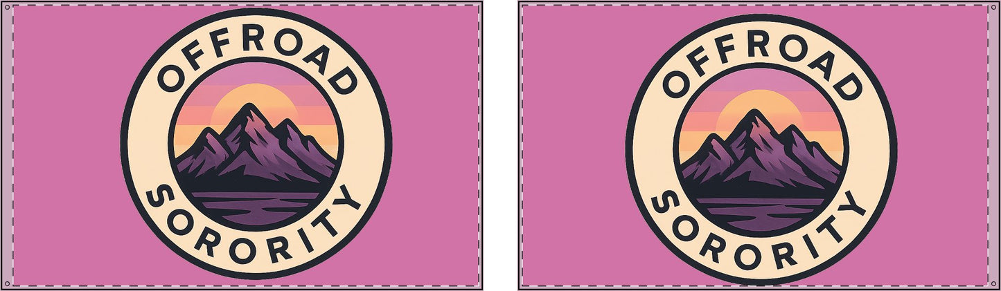 Pink Offroad Sorority Mountain Double Sided Flag